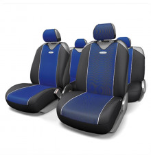 Чехлы-майки Autoprofi "Carbon plus", черный c синей вставкой"