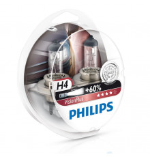 Лампы PHILIPS Vision Plus H4,12V 60/55W, +60% (Комплект - 2 шт.)