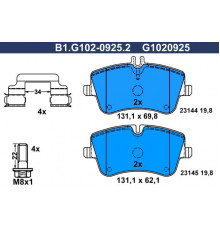 B1.G102-0925.2 Galfer Колодки тормозные передние к-кт для Mercedes Benz W203 2000-2006