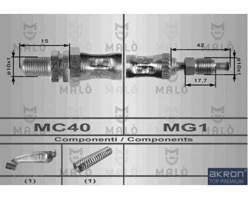 8604 Malo/Akron Шланг тормозной передний правый