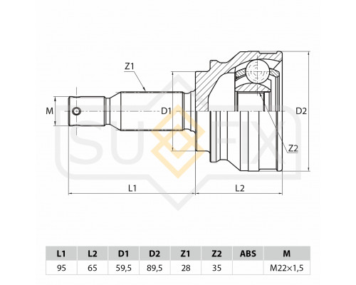 ST-1044 Sufix ШРУС наружный передний