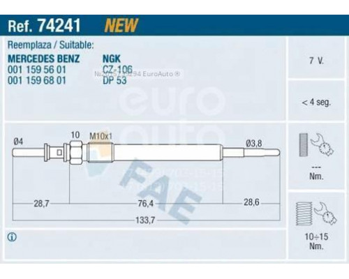74241 FAE Свеча накаливания