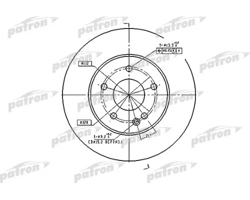 PBD2654 Patron Диск тормозной передний не вентилируемый для Mercedes Benz W202 1993-2000