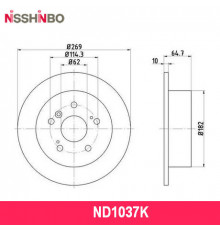 ND1037K Nisshinbo Диск тормозной задний