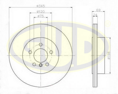 GDB124239 G.U.D Диск тормозной передний вентилируемый для BMW 5-serie F10/F11 2009-2016