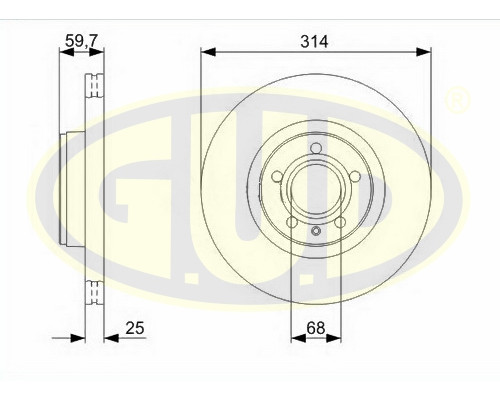 GDB125149 G.U.D Диск тормозной передний вентилируемый для Audi A6 [C6,4F] 2004-2011