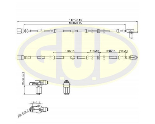 GABS01039 G.U.D Датчик ABS задний левый