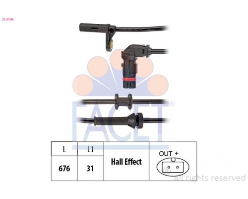 21.0185 Facet Датчик ABS передний для Mercedes Benz W204 2007-2015