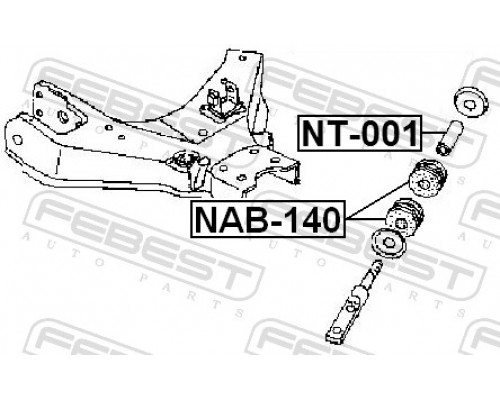 NT-001 FEBEST Втулка вертикального сайлентблока для Nissan Terrano II (R20) 1993-2006