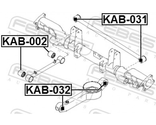 KAB-032 FEBEST Сайлентблок заднего рычага задний для Kia Carnival 2005-2014