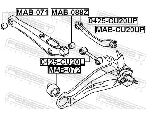 MAB-CU20UP FEBEST Сайлентблок задней поперечной тяги для Mitsubishi Outlander (CU) 2001-2008