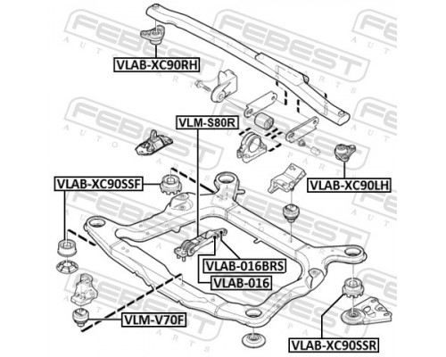 VLAB-016BRS FEBEST Сайлентблок опоры КПП