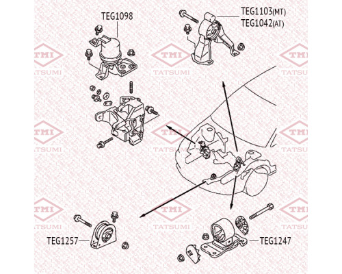 TEG1098 Tatsumi Опора двигателя правая для Mitsubishi Lancer (CS/Classic) 2003-2008
