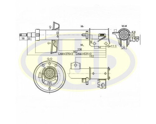 GSA333715 G.U.D Амортизатор передний правый