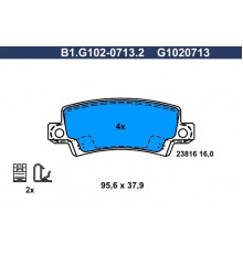 B1.G102-0713.2 Galfer Колодки тормозные задние дисковые к-кт для Toyota Corolla E12 2001-2007