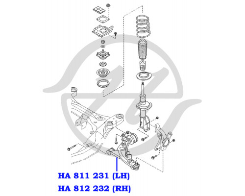 HA812232 Hanse Рычаг передний нижний правый для Mazda CX 7 2007-2012