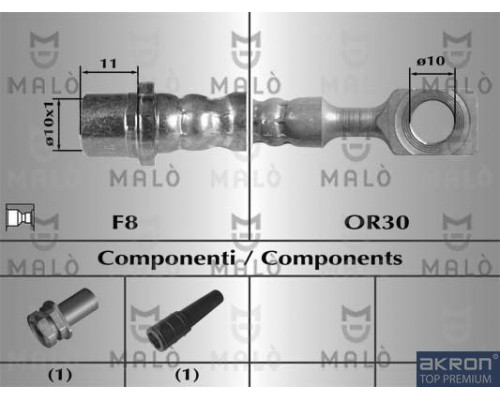 80277 Malo/Akron Шланг тормозной передний