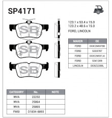 SP4171 Sangsin Колодки тормозные задние дисковые к-кт