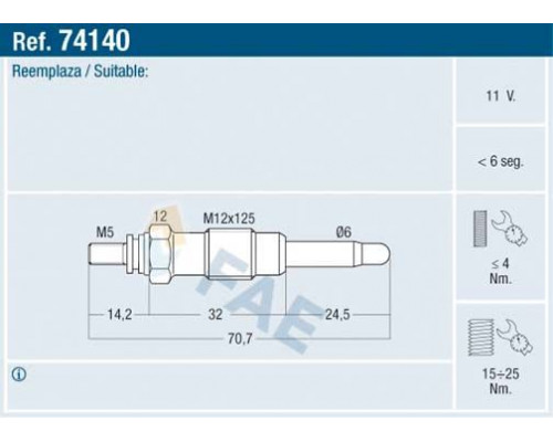 74140 FAE Свеча накаливания