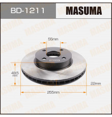 BD-1211 Masuma Диск тормозной передний вентилируемый для Toyota Corolla E12 2001-2007