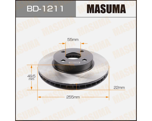 BD-1211 Masuma Диск тормозной передний вентилируемый для Toyota Corolla E12 2001-2007