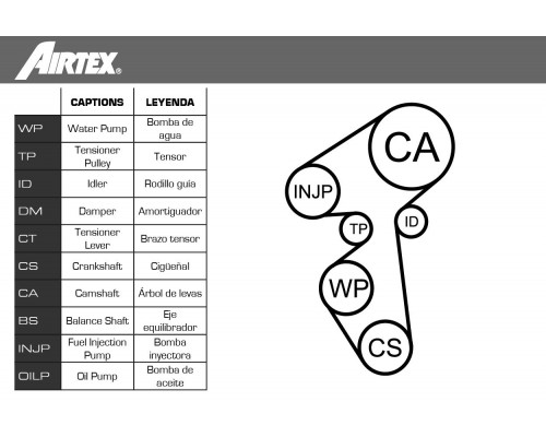 WPK-167803 Airtex Насос водяной (помпа) + к-кт ремня ГРМ