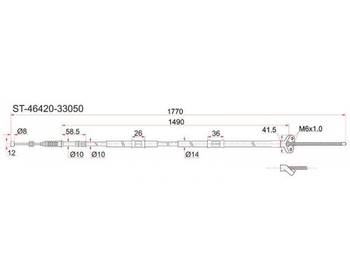 ST-46430-33050 SAT Трос стояночного тормоза для Toyota Camry V20 1996-2001