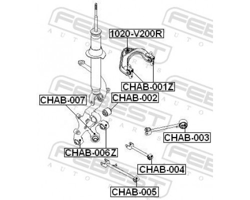 CHAB-001Z FEBEST Сайлентблок заднего верхнего рычага