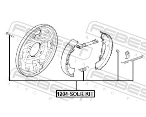 1204-SOLR-KIT FEBEST Установочный к-кт задних колодок для Hyundai Solaris 2010-2017