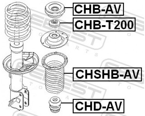 CHB-T200 FEBEST Подшипник опоры переднего амортизатора