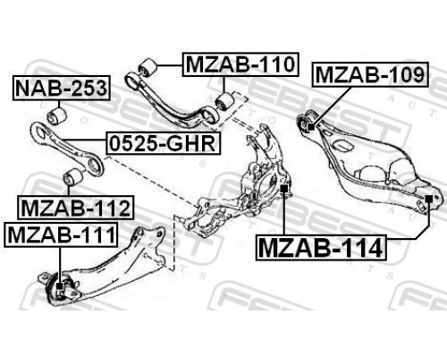 0525-GHR FEBEST Рычаг задний нижний для Mazda Mazda 6 (GH) 2007-2013