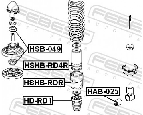 HAB-025 FEBEST Втулка заднего амортизатора