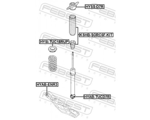 HYAB-TUCD7R FEBEST Сайлентблок заднего амортизатора нижний для Hyundai Tucson III (TL) 2015-2021