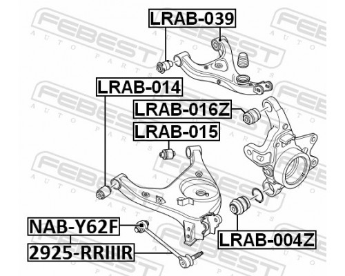 LRAB-014 FEBEST Сайлентблок заднего рычага передний для Land Rover Range Rover III (LM) 2002-2012