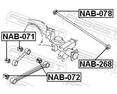 NAB-268 FEBEST Сайлентблок передней поперечной тяги для Nissan Terrano I /Pathfinder (WD21) 1987-1996