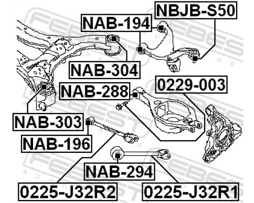 NAB-294 FEBEST Сайлентблок продольной тяги задний (п.з.к.)