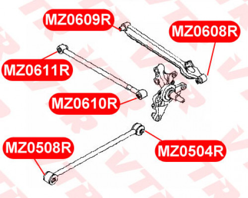 MZ0508R VTR Сайлентблок продольной тяги задний (п.п.к.) для Mazda Xedos-9 1993-2002