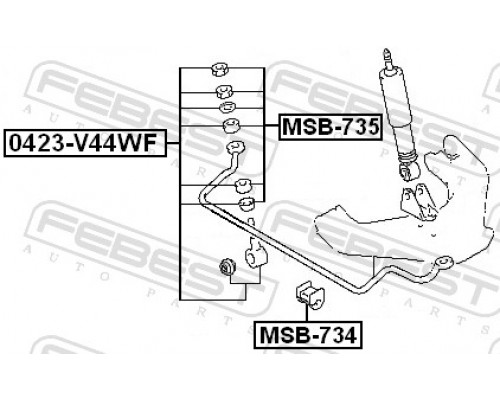 MSB-735 FEBEST Р/к стойки переднего стабилизатора для Mitsubishi Pajero/Montero II (V1, V2, V3, V4) 1991-1996