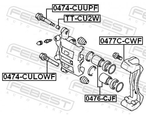 TT-CU2W FEBEST Втулка направляющая суппорта