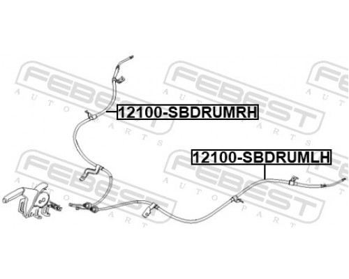 12100-SBDRUMLH FEBEST Трос стояночного тормоза левый