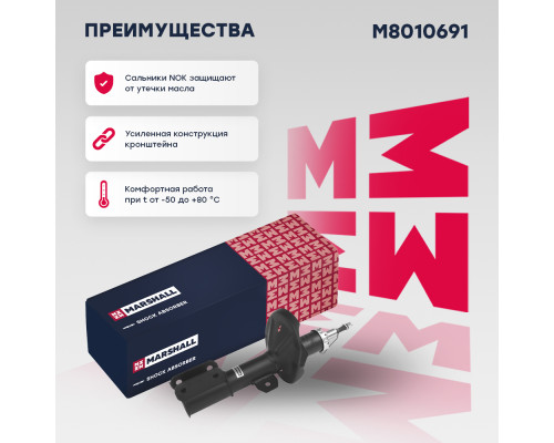 Амортизатор подвески левый передний CHEVROLET LACETTI 04-, LANOS 02-; DAEWOO LACETTI 04-, NUBIRA 03-