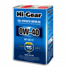 Моторное масло Hi-Gear 0W40 SN/CF ACEA A3/B4, 4л. HG0044