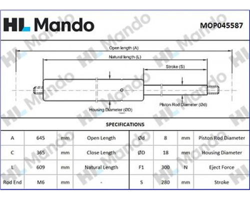 MOP045587 Mando Амортизатор двери багажника