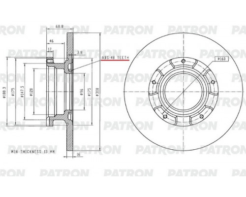 PBD2928 Patron Диск тормозной задний