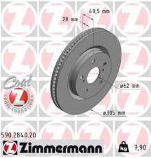 590.2840.20 Zimmermann Диск тормозной передний вентилируемый