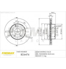 BD-6476 Fremax Диск тормозной передний вентилируемый для Mercedes Benz W204 2007-2015