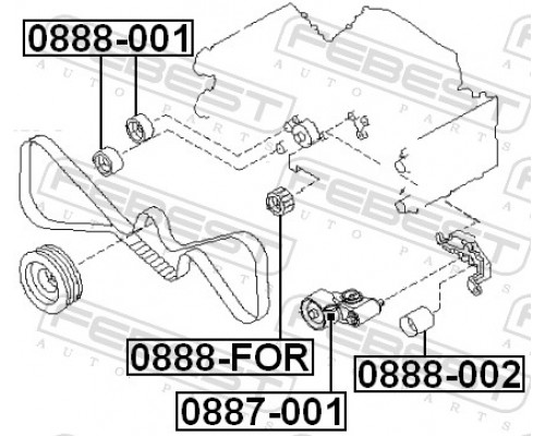 0888-002 FEBEST Ролик дополнительный ремня ГРМ