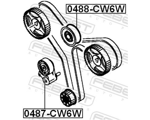 0488-CW6W FEBEST Ролик дополнительный ремня ГРМ