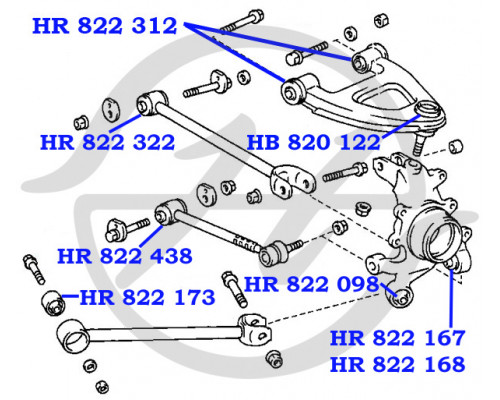 HB820122 Hanse Опора шаровая верхняя задней подвески для Toyota Mark 2 (X10#) 1996-2000