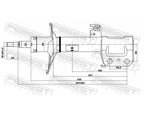 01665183FL FEBEST Амортизатор передний левый для Toyota Avensis II 2003-2008